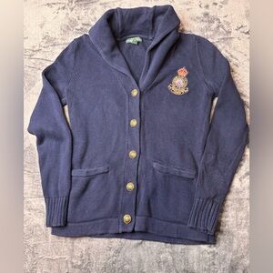 Vintage Ralph Lauren Blue Knit with Embroidered Crest